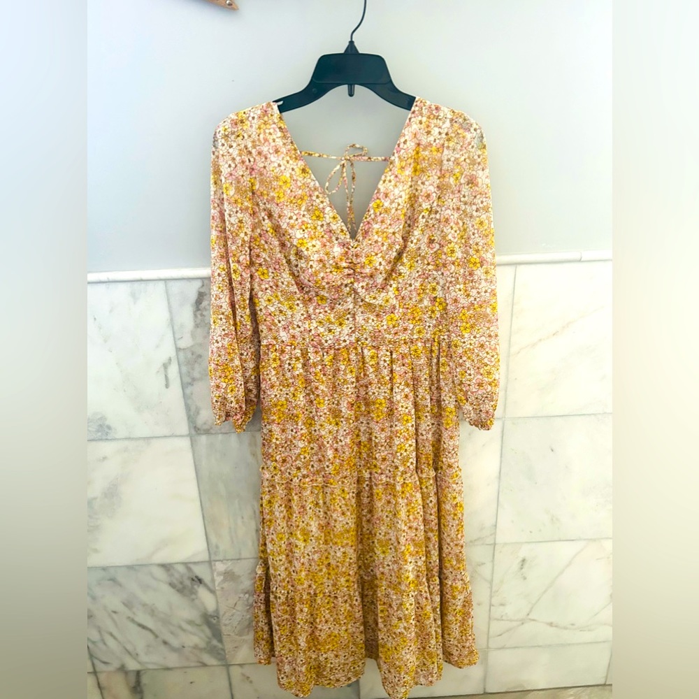 Women’s cottagcore Sincerely Jules PRARIE boho smocked midi dress medium EASTER - Picture 3 of 4